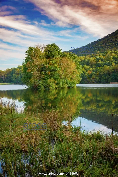 : Lake reflections, Peaks Of Otter, Blue Ridge Parkway : Lake reflections, Peaks Of Otter, Blue Ridge Parkway