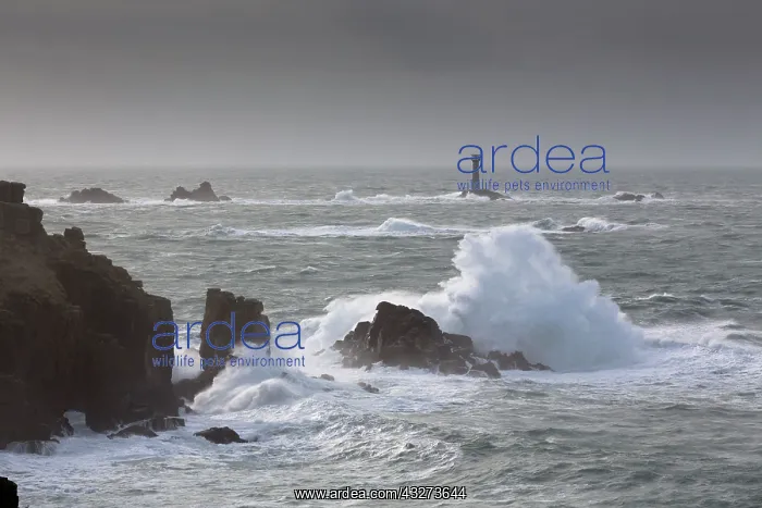 : Land's End - seascape view looking to Longships Lighthouse : Land's End - seascape view looking to Longships Lighthouse