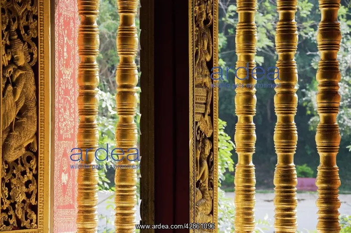 : Laos - Window with colonettes in the magnificent : Laos - Window with colonettes in the magnificent