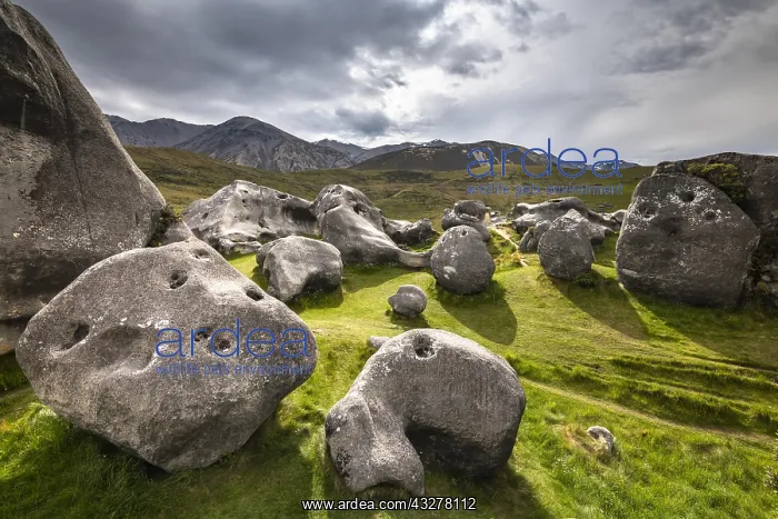 : Large limestone boulders at Castle Hill, Canterbury : Large limestone boulders at Castle Hill, Canterbury
