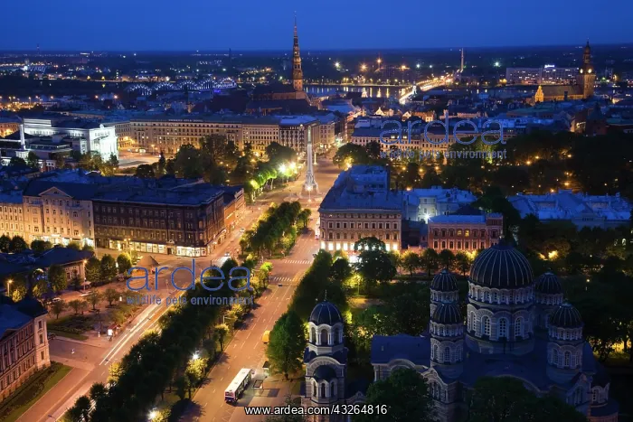 : Latvia, Riga, elevated view of Old Riga : Latvia, Riga, elevated view of Old Riga