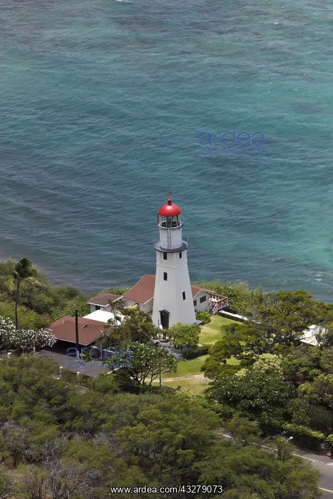 : Leuchtturm am Kupikipikio Point, Oahu, Pazifik : Leuchtturm am Kupikipikio Point, Oahu, Pazifik