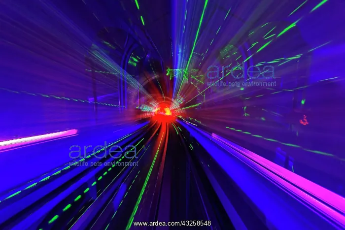 : Lighted subway tunnel, Shanghai, China : Lighted subway tunnel, Shanghai, China