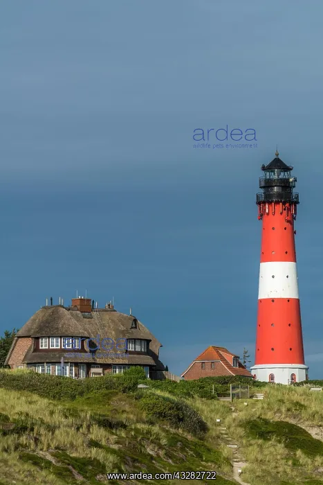 : Lighthouse with thatched houses, H&, x1b2bb5;m, Sylt : Lighthouse with thatched houses, H&, x1b2bb5;m, Sylt