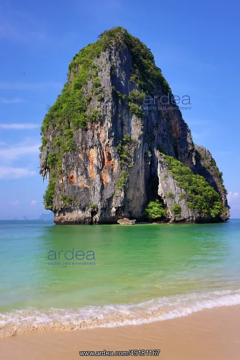  : Limestone cliffs of Phra Nang Beach, Krabi, Thailand