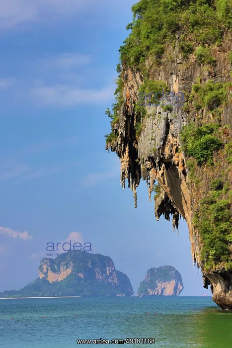  : Limestone cliffs of Phra Nang Beach, Krabi, Thailand