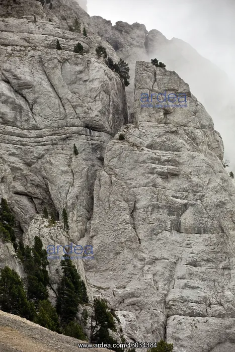 : Limestone Cliffs with swirling mist Mont Aiguille : Limestone Cliffs with swirling mist Mont Aiguille