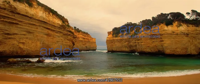 : Loch Ard Gorge - view of sandstone cliffs at Loch : Loch Ard Gorge - view of sandstone cliffs at Loch