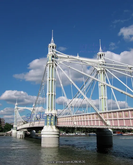 : London - Albert Bridge over River Thames view from : London - Albert Bridge over River Thames view from