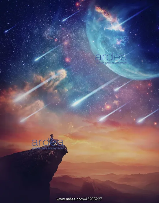 : Lone person on the peak of a cliff admiring a wonderful : Lone person on the peak of a cliff admiring a wonderful