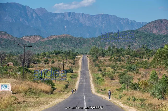 : Long straight road in central Malawi, Africa : Long straight road in central Malawi, Africa