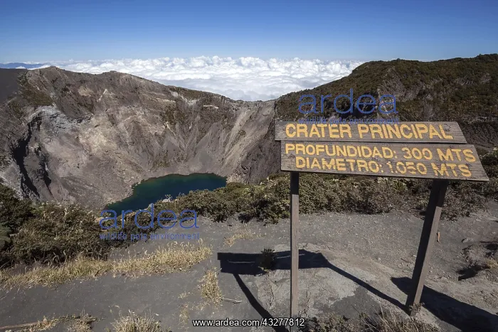 : Main crater Irazu Volcano with blue crater lake : Main crater Irazu Volcano with blue crater lake