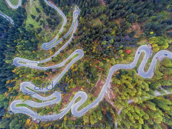 : Maloja Pass, winding Swiss Alpine pass, drone photo : Maloja Pass, winding Swiss Alpine pass, drone photo
