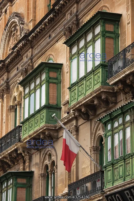 : Malta, Valletta, building detail, Trip il-Repubblika : Malta, Valletta, building detail, Trip il-Repubblika