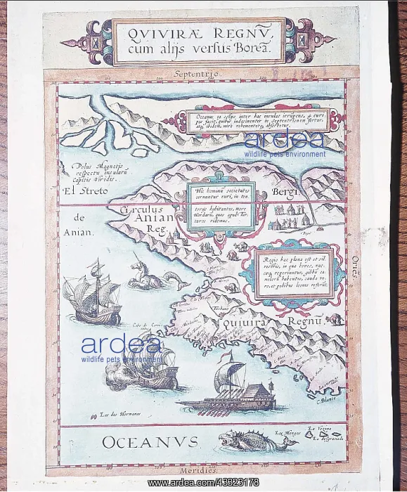: MAP OF ALASKA, 1593 - (Antwerp) with mythical N. Pole : MAP OF ALASKA, 1593 - (Antwerp) with mythical N. Pole