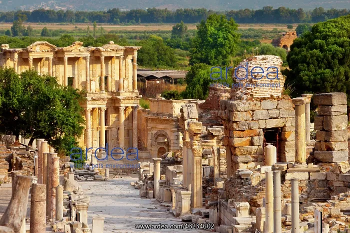 : Marble-paved Street of Curetes with Library : Marble-paved Street of Curetes with Library
