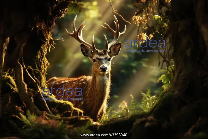 : A mature roebuck with magnificent antlers, in a : A mature roebuck with magnificent antlers, in a
