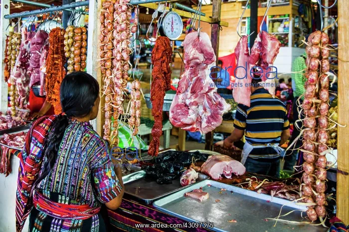 : Meat stall, Solol Highland Market Centre, Solol : Meat stall, Solol Highland Market Centre, Solol