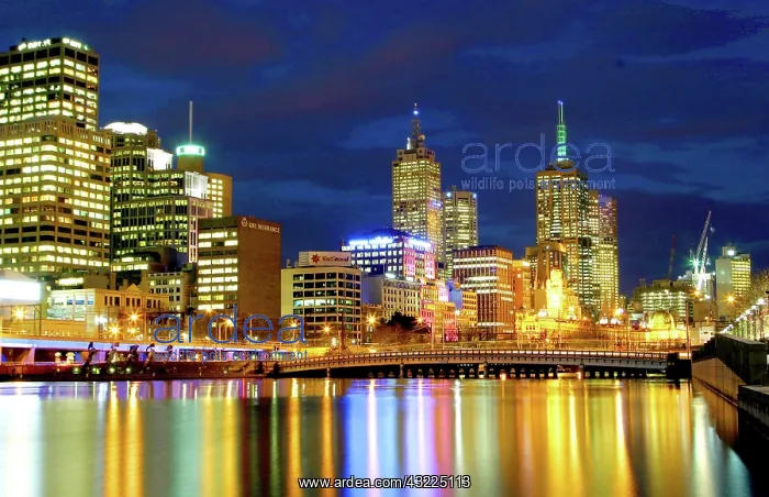 : Melbourne, Australia. A nighttime view of : Melbourne, Australia. A nighttime view of