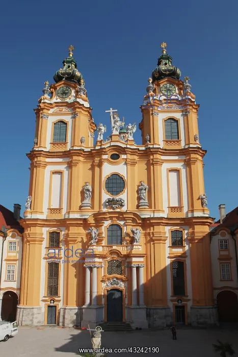 : The Melk Abbey on the Danube River : The Melk Abbey on the Danube River