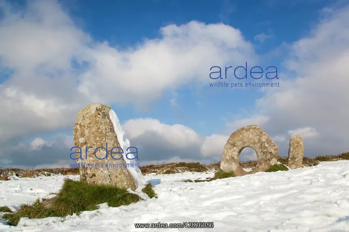 : Men an Tol - ancient monument - in snow : Men an Tol - ancient monument - in snow