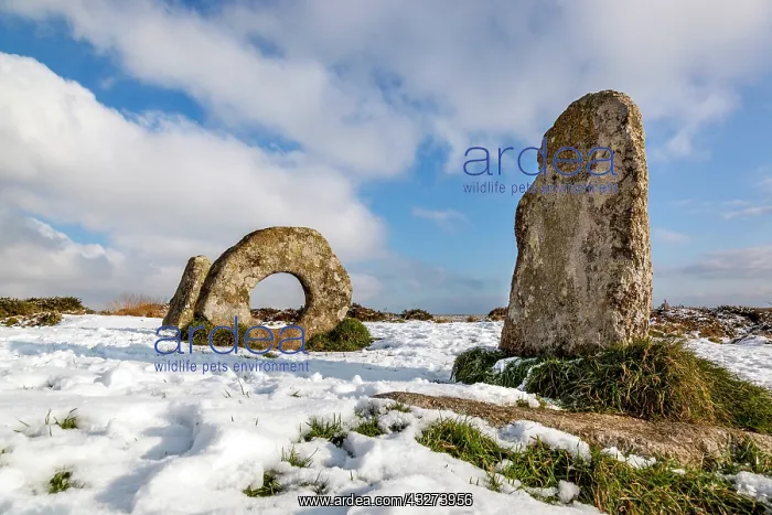 : Men An Tol - Snow - Cornwall - UK : Men An Tol - Snow - Cornwall - UK