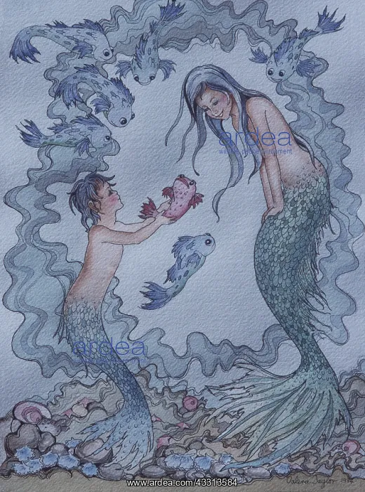 : MERMAID PAINTING - THE RED FISH : MERMAID PAINTING - THE RED FISH