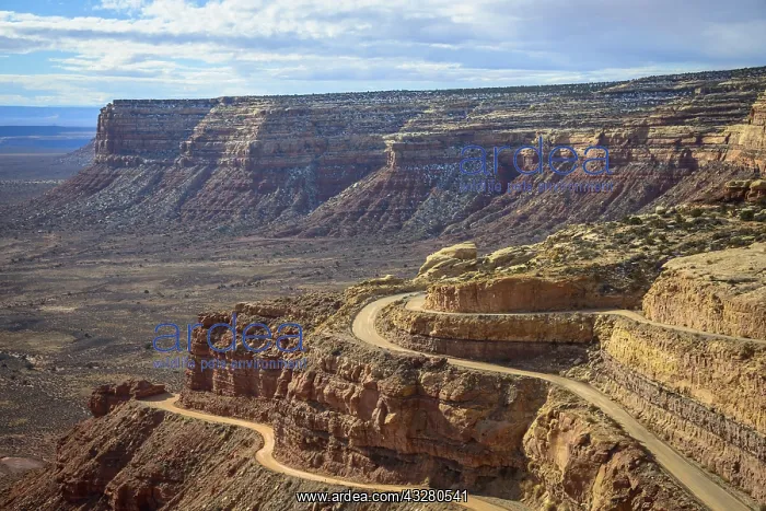 : Moki Dugway overcomes the edge of the Cedar Mesa : Moki Dugway overcomes the edge of the Cedar Mesa