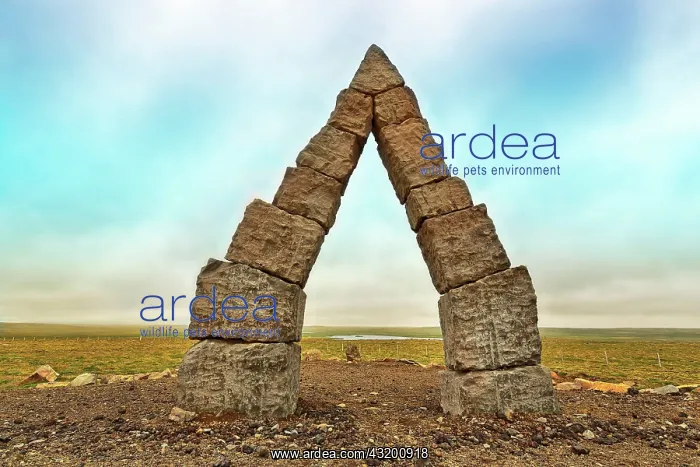 : Monumental stone gate in barren landscape, Arctic : Monumental stone gate in barren landscape, Arctic