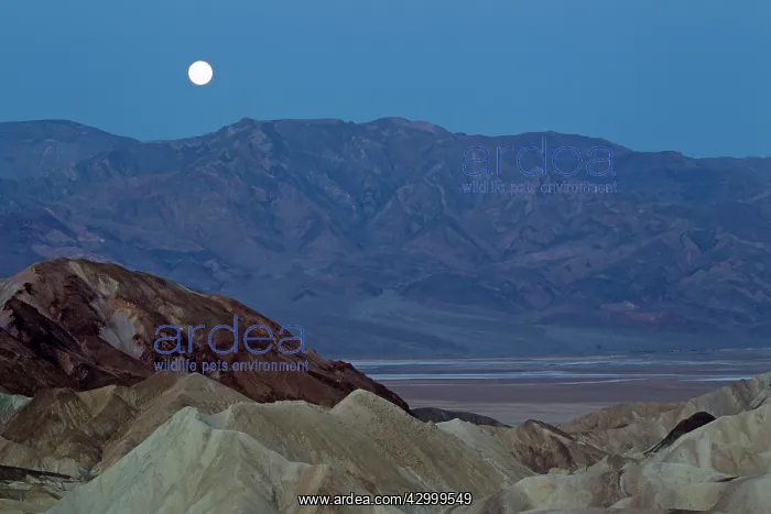 : Full Moon - at dawn over the Panamint Range and : Full Moon - at dawn over the Panamint Range and