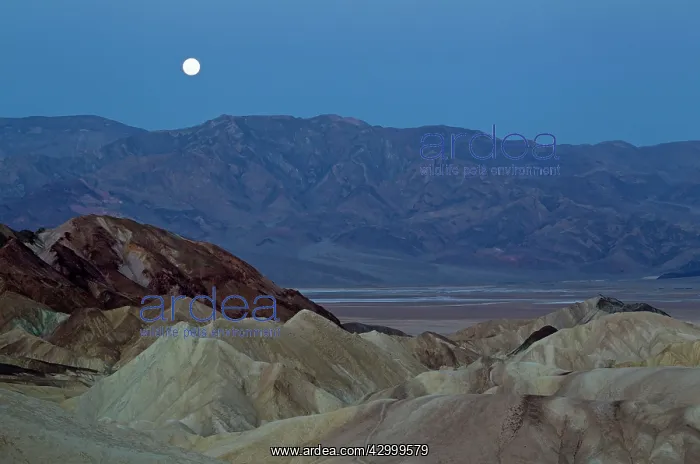 : Full Moon - at dawn over the Panamint Range and : Full Moon - at dawn over the Panamint Range and