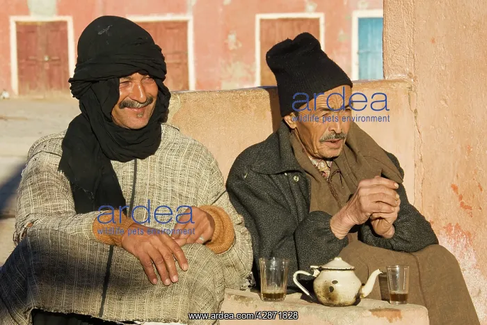: Morocco - Two Berber in Tafraoute enjoy their mint : Morocco - Two Berber in Tafraoute enjoy their mint