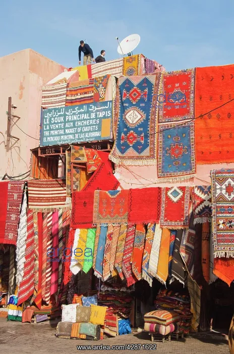 : Morocco - Carpet shops in the souks of Marrakesh : Morocco - Carpet shops in the souks of Marrakesh