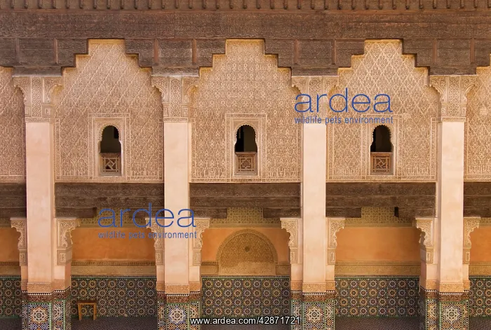 : Morocco - Columned arcades in the central courtyard : Morocco - Columned arcades in the central courtyard