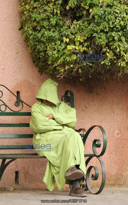 : Morocco - Man having a nap in the vicinity of the : Morocco - Man having a nap in the vicinity of the