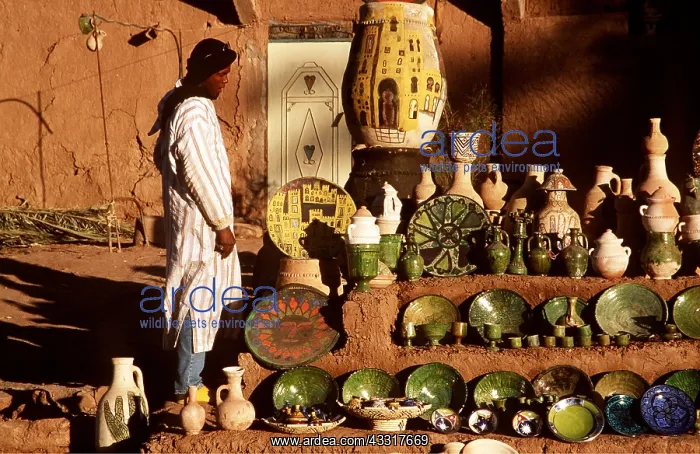 : MOROCCO - POTTERY STALL : MOROCCO - POTTERY STALL