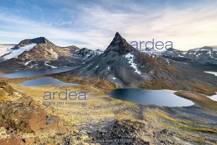 : Mount Kyrkja with mountain landscape and lakes : Mount Kyrkja with mountain landscape and lakes