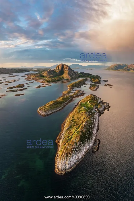 : Mount Torghatten with surrounding islands, Brcnncysund : Mount Torghatten with surrounding islands, Brcnncysund