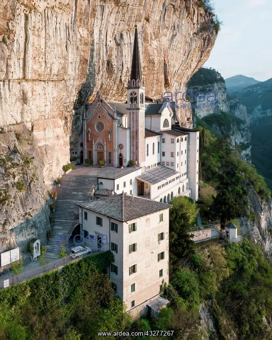 : Mountain church Madonna della Corona, aerial view : Mountain church Madonna della Corona, aerial view