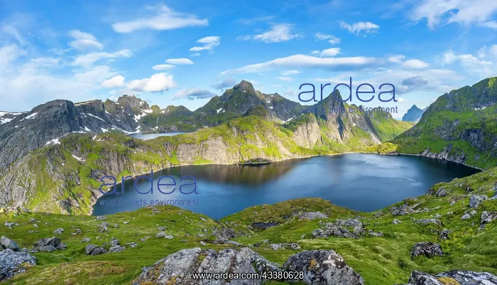 : Mountain landscape with lake Tennesvatnet, at sunrise : Mountain landscape with lake Tennesvatnet, at sunrise