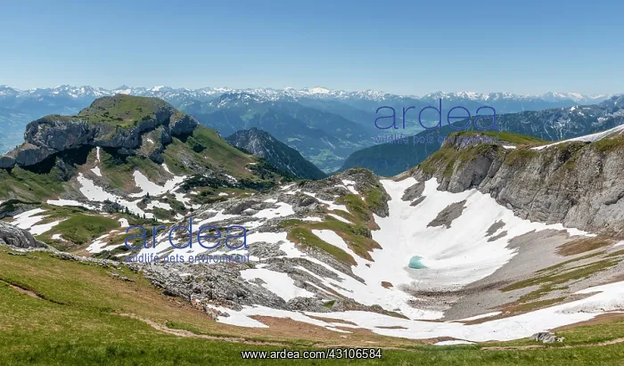 : Mountain landscape with snow remains, summit Haidachstellwan : Mountain landscape with snow remains, summit Haidachstellwan