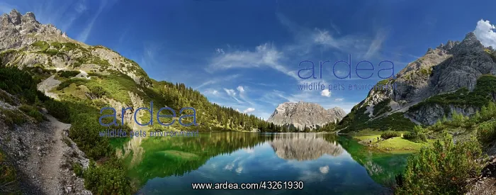 : Mountain panorama at Seebensee with the peaks of : Mountain panorama at Seebensee with the peaks of