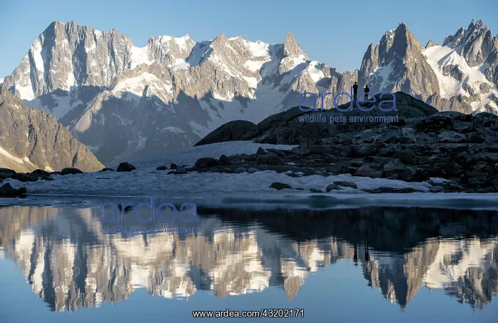 : Mountain panorama with water reflection in Lac Blanc : Mountain panorama with water reflection in Lac Blanc