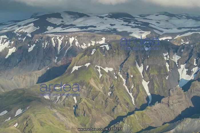 : Mountain ridge Thorsmoerk seen from the air - Iceland : Mountain ridge Thorsmoerk seen from the air - Iceland