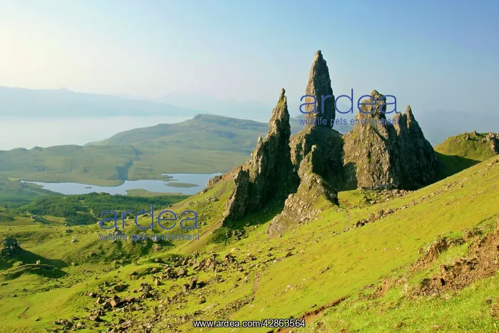 : Mountain scenery - rolling green slopes and bizarre : Mountain scenery - rolling green slopes and bizarre