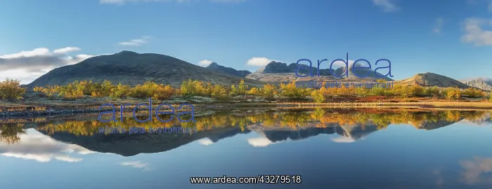 : Mountains Hogronden and Digerronden mirrored in a lake at Do : Mountains Hogronden and Digerronden mirrored in a lake at Do