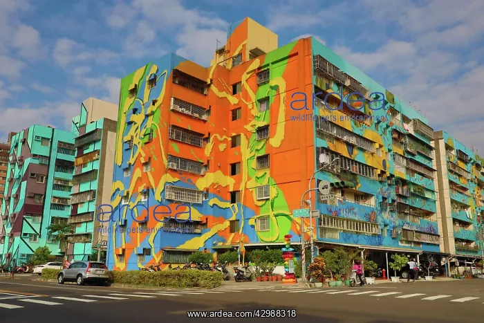 : Murals on buildings in Weiwu Mimi Village, Kaohsiung : Murals on buildings in Weiwu Mimi Village, Kaohsiung
