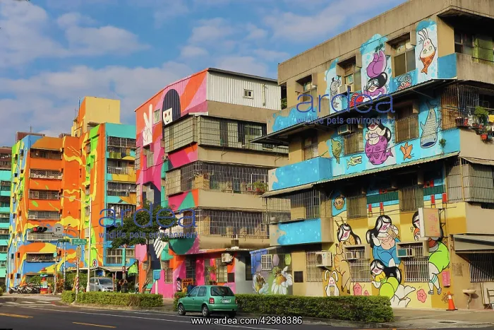 : Murals on buildings in Weiwu Mimi Village, Kaohsiung : Murals on buildings in Weiwu Mimi Village, Kaohsiung