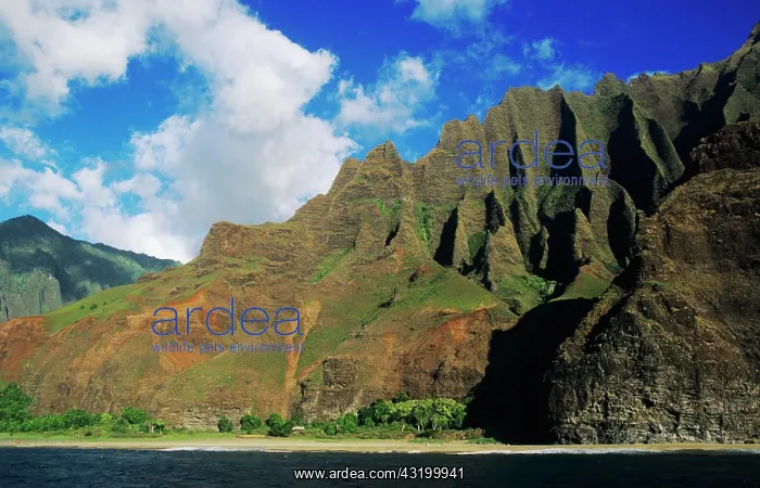 : Na Pali Coast seen from ship, Kauai, Hawaii, USA : Na Pali Coast seen from ship, Kauai, Hawaii, USA