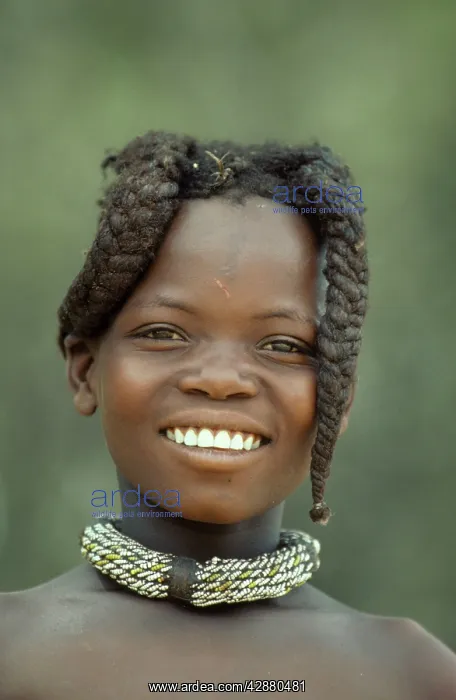 : Namibia - Himba girl with the typical double plait : Namibia - Himba girl with the typical double plait